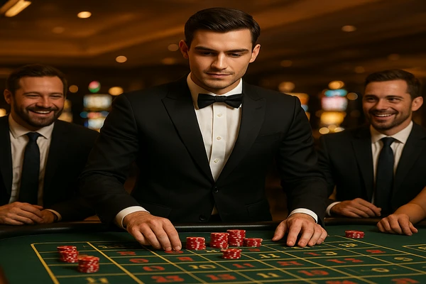 বহু রঙের স্লট মেশিন ও আলোয় ভরপুর গেমিং পরিবেশ